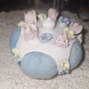 Vtg Ardalt bone china floral Decorated Pin Cushion